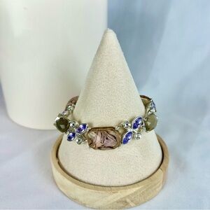 NAPIER Vintage Silver tone and Purple 7.5 Inch Link Flex Line Bracelet